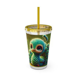 Tropical Tumbler with Straw | 16 oz: Baby Peacock