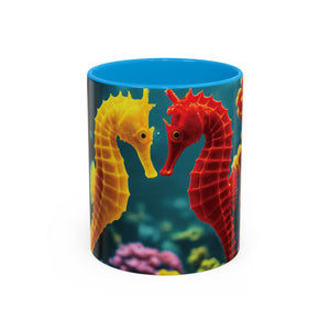 Black Coffee Mug ~ Seahorses in Love