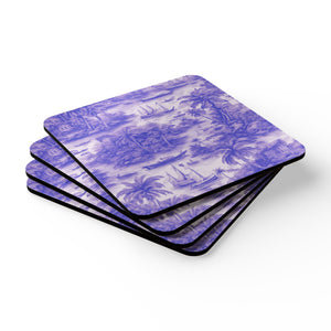 Coaster Set/4 - Tropical Toile #1, Purple