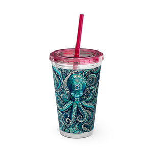 Tropical Tumbler with Straw | 16 oz: Aqua Octopus