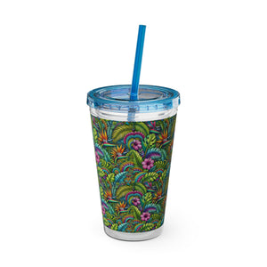 Tropical Tumbler with Straw | 16 oz: Rainforest Blooms