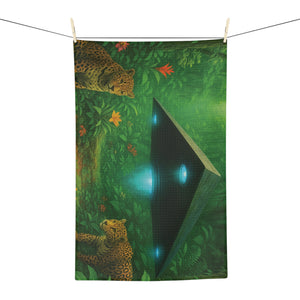 Microfiber Coffee/Tea Towel – UFO in Jungle with Big Cats