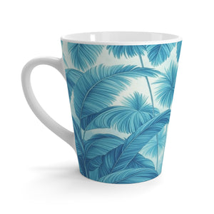 Latte White Mug - Perfect for Coffee Enthusiasts / Palm Serenity, Turquoise
