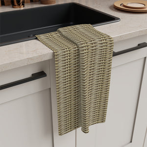 Tropical Microfiber Coffee/Tea Towel – Tan Woven Rattan