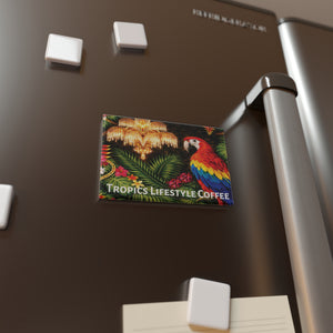 Tropical Parrot Rectangle Magnet — Tropics Lifestyle Coffee Decorative Fridge Magnet