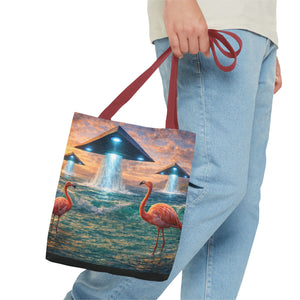 UFO and Flamingos Tote Bag - 3 Sizes