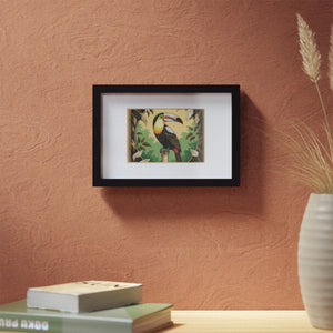 Framed Coffee Art Print — Tropical Toucan Poster for Home Decor