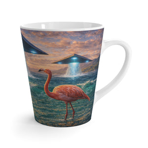 Latte White Mug - UFOs and Flamingos