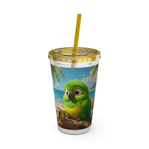 Tropical Tumbler with Straw | 16oz: Lulu the Parrot