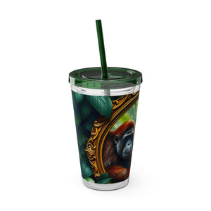 Tropical Tumbler with Straw | 16 oz: Framed Orangutan Apes