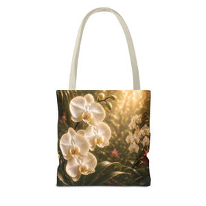 Orchid Garden Tote Bag — Sunlit White Orchid Floral All-Over Print
