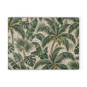 Tropical Glass Coffee Station Tray– Vintage Green Palms Mosaic