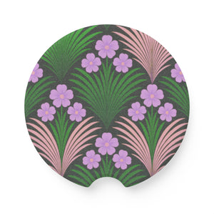 Soapstone Car Coaster - Midnight Hibiscus Deco, Purple