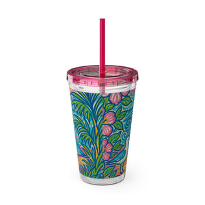 Tropical Tumbler with Straw | 16 oz: Beach Seagulls