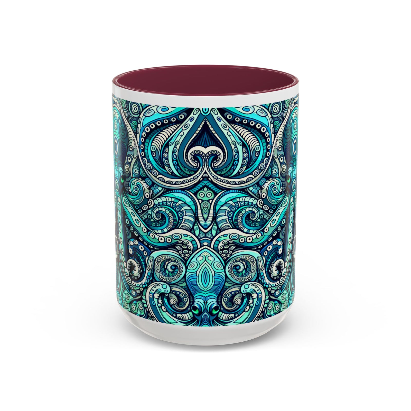Accent Color Coffee Mug, Many Colors - 11oz & 15oz / Aqua Octopus