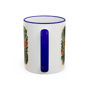 Accent Rim & Handle Coffee Mug — Palm & Bean Coffee Club Logo
