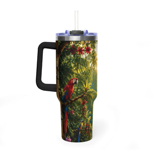 40oz Tropical Parrot Vacuum Tumbler – Insulated Travel Mug
