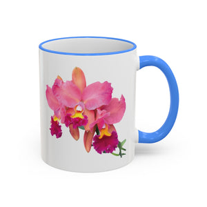 Accent Rim & Handle Mug – Pink Orchids