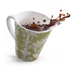 Latte White Mug - Perfect for Coffee Enthusiasts / Pearl Lady Toile, highborn green
