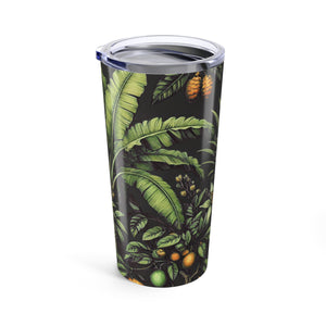 20oz Tropical Glossy Tumbler, Stainless Steel / Tropical Fruit, Black