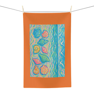 Tropical Microfiber Coffee/Tea Towel – Coastal Seashell Glow, Crusta Orange