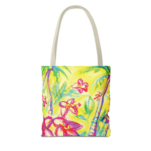 Tropical Doodles Tote Bag, Yellow - 3 Sizes