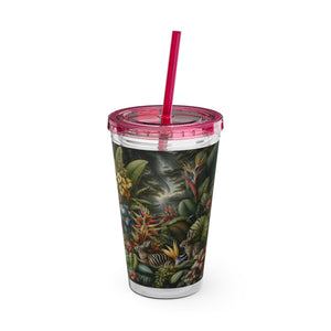 Tropical Tumbler with Straw | 16 oz: Rainforest Rabbit Outing