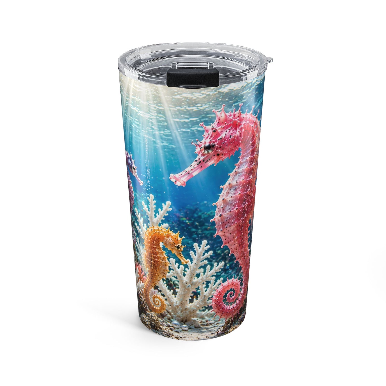20oz Tumbler — Colorful Pink Seahorse Insulated Travel Cup