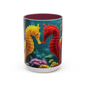 Black Coffee Mug ~ Seahorses in Love