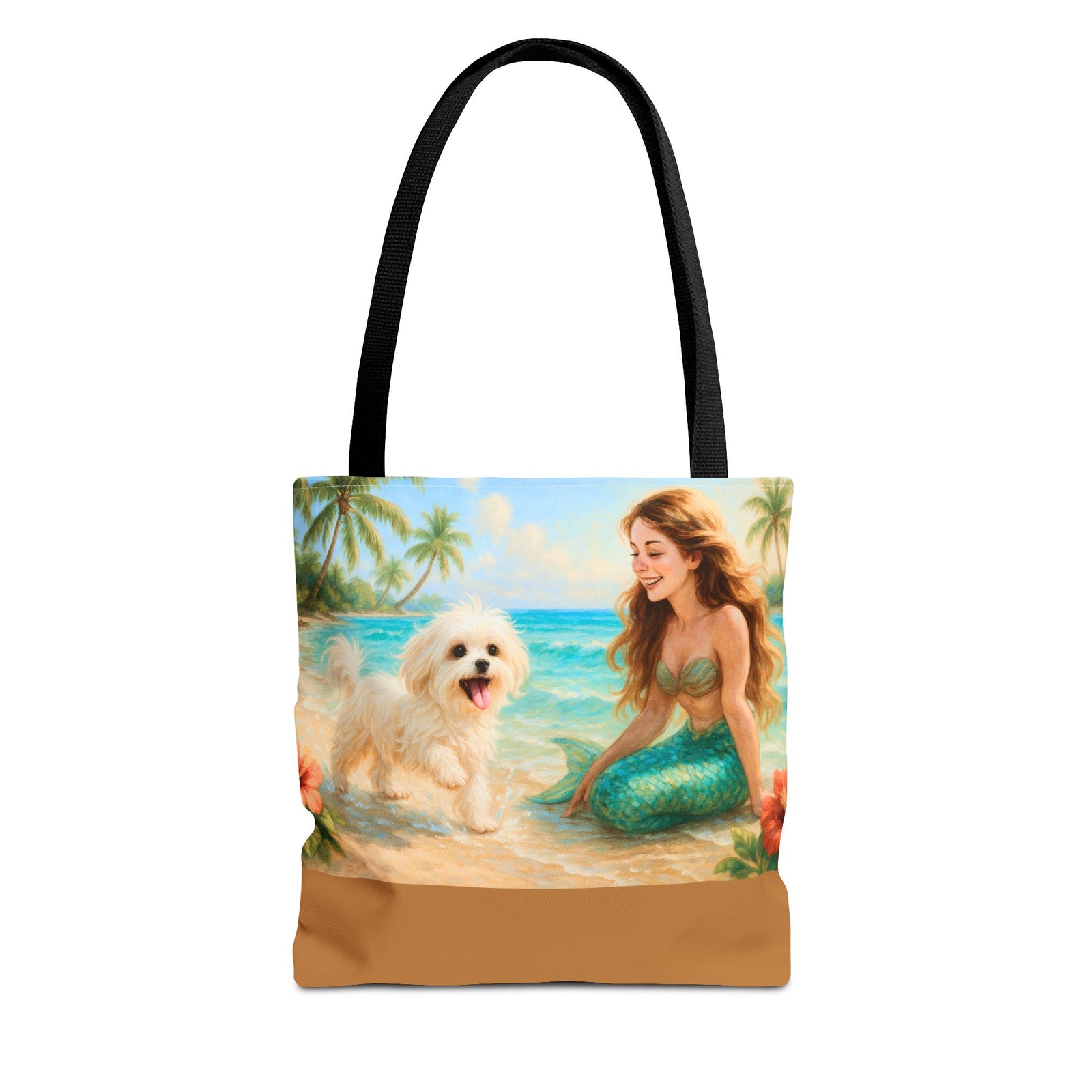 Puppy Ariel and Mermaid Tote Bag - 3 Sizes