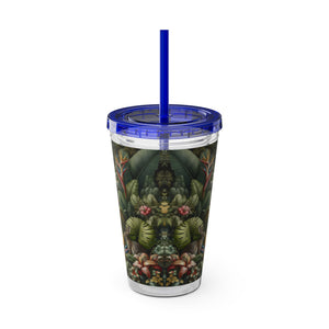 Tropical Tumbler with Straw | 16 oz: Rainforest Rabbit Outing