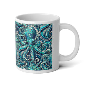 Jumbo Mug, 20oz, Turquoise Octopus | Tropical Coffee Cup
