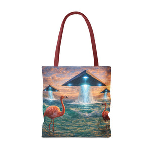 UFO and Flamingos Tote Bag - 3 Sizes