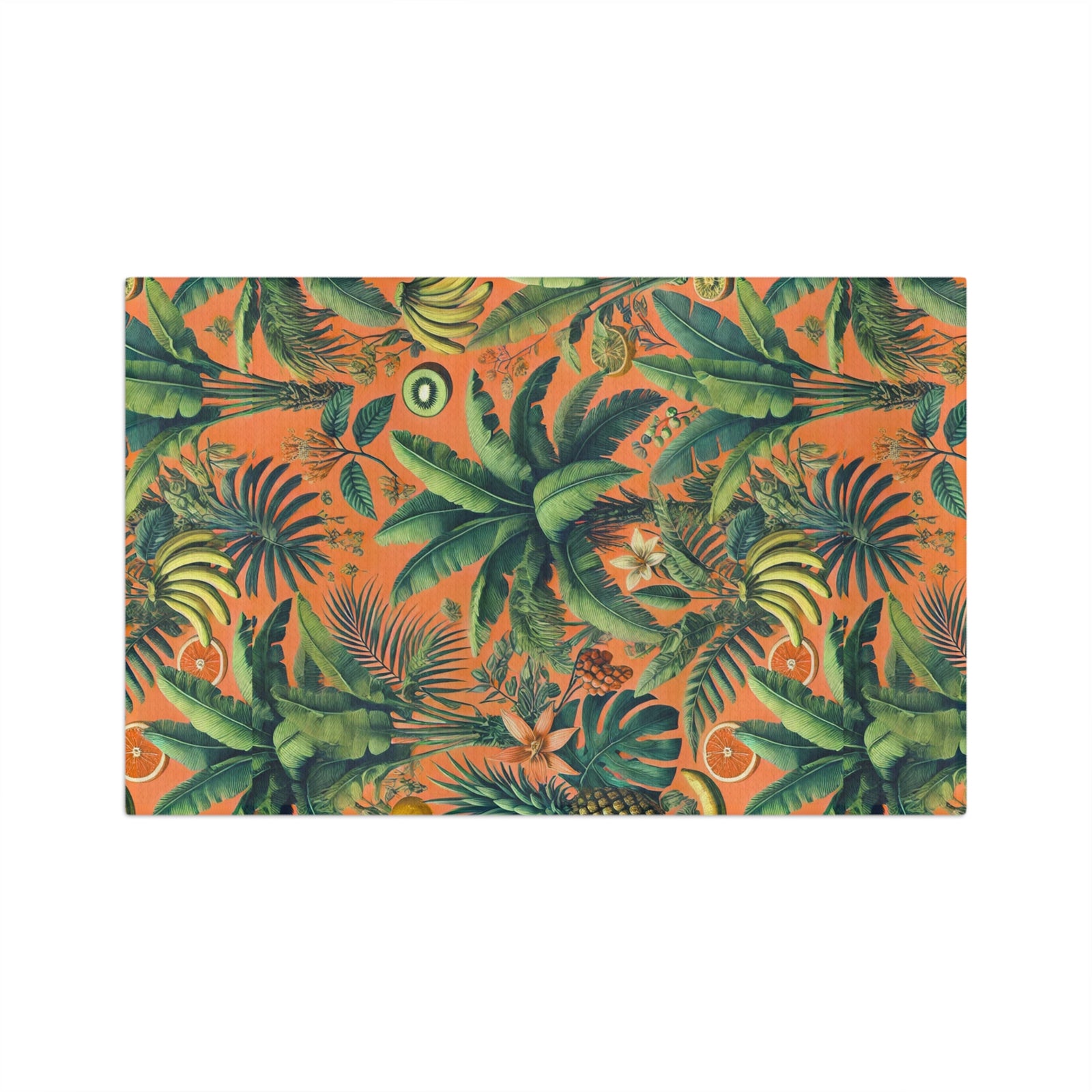 Tropical Microfiber Coffee/Tea Towel – Palms & Bananas, Orange
