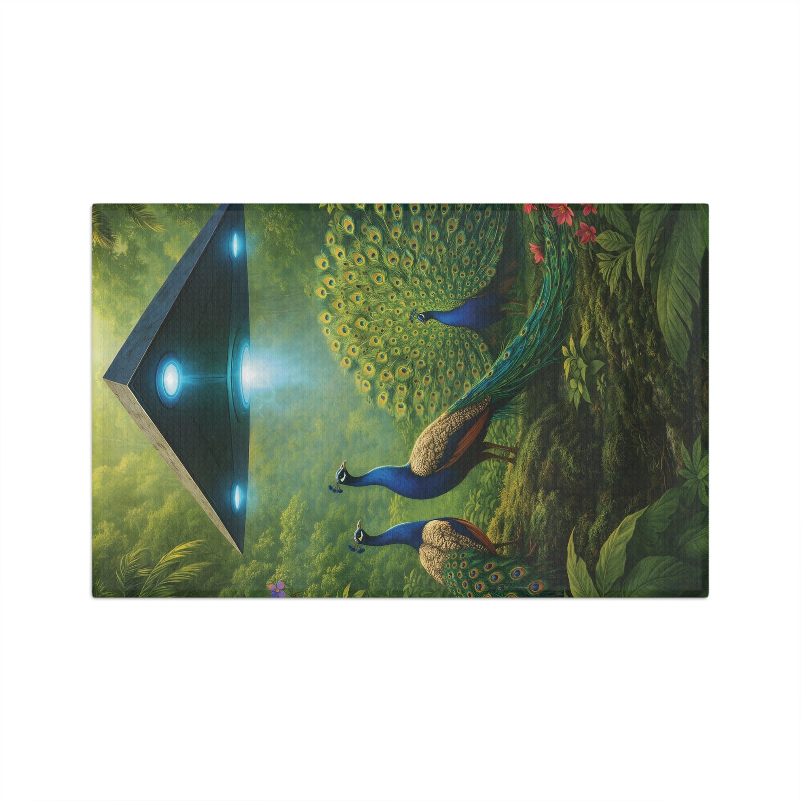 Microfiber Coffee/Tea Towel  ~ Peacocks & UFO