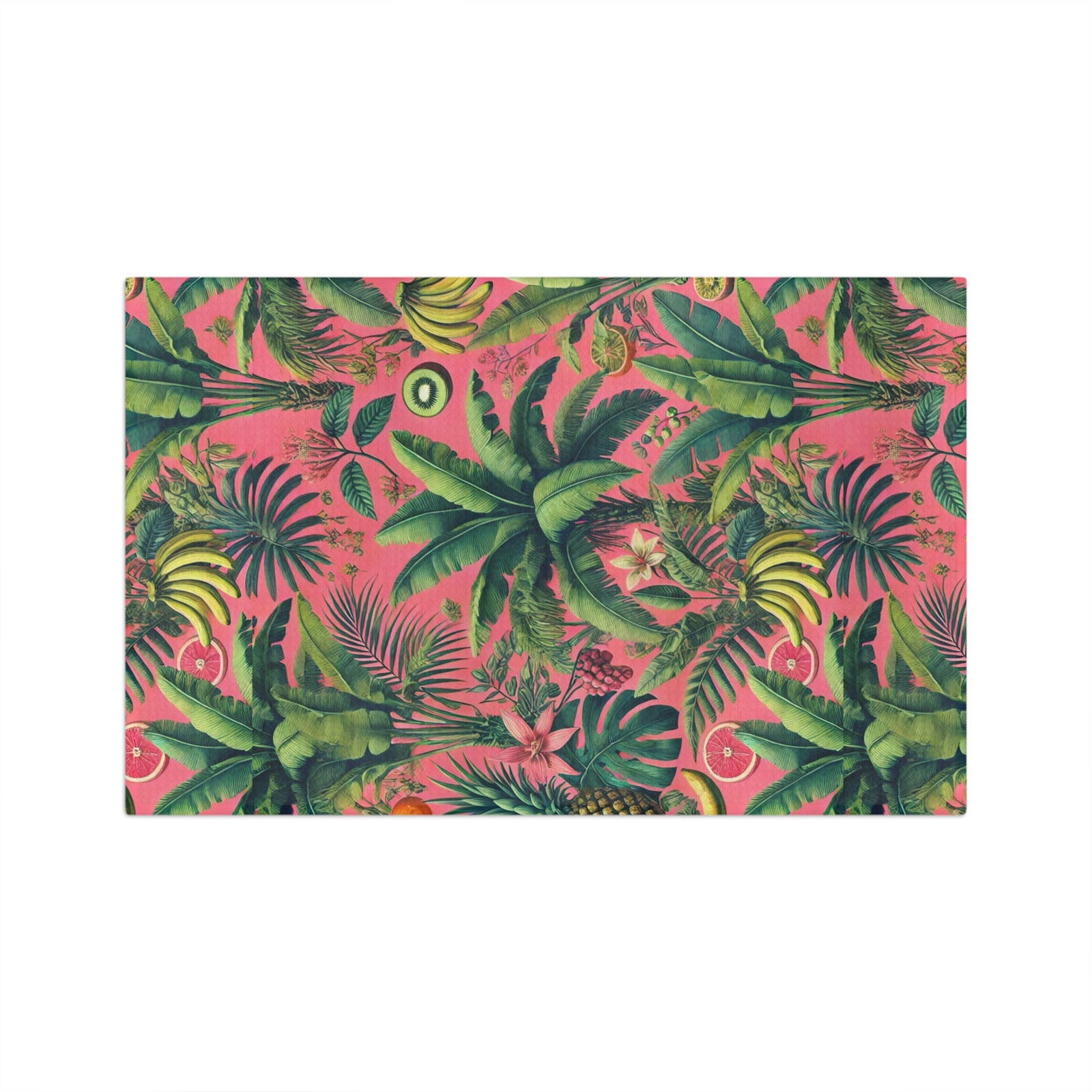 Tropical Microfiber Coffee/Tea Towel – Palms & Bananas, Coral