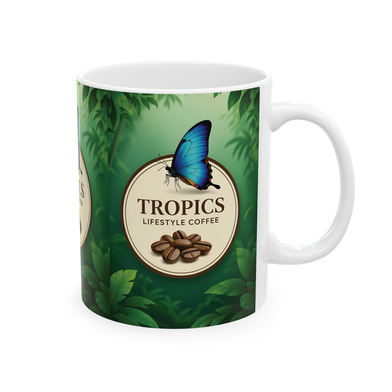 Ceramic White Mug - Tropics Lifestyle Coffee Butterfly