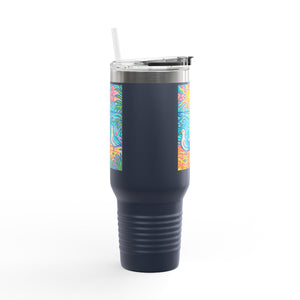 Insulated Travel Mug, 40oz / Tropical Beach Seagulls - Perfect for Outdoor Adventures