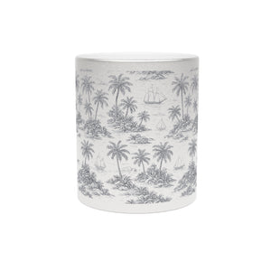 Tropical Metallic Mug, Silver - Tropical Trip Toile, Grey
