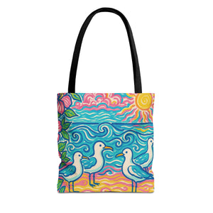 Tropical Beach Seagulls Tote Bag - 3 Sizes