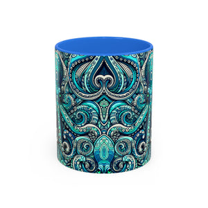 Accent Color Coffee Mug, Many Colors - 11oz & 15oz / Aqua Octopus