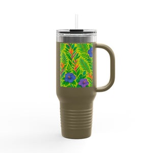 Midnight Flower Lime Insulated Travel Mug - 40oz - Perfect for Outdoor Adventures