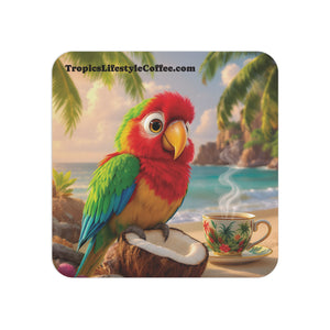 Cardboard Coaster Set — Tiki the Parrot Coffee Coasters (50/100 pcs)