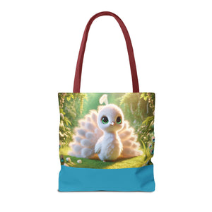 Baby White Peacock Trio Tote Bag - 3 Sizes