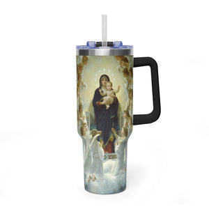 40oz Vacuum Tumbler - Madonna and Child with Angels Stainless Travel Mug