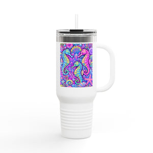 Seahorses/Fantasy Pop nsulated Travel Mug - 40oz - Perfect for Outdoor Adventures