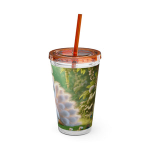 Tropical Tumbler with Straw | 16 oz: Baby White Peacock