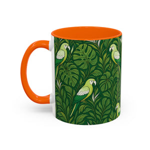 Accent Coffee Mug (11, 15oz), 8 Colors - Parrot Family, Lime