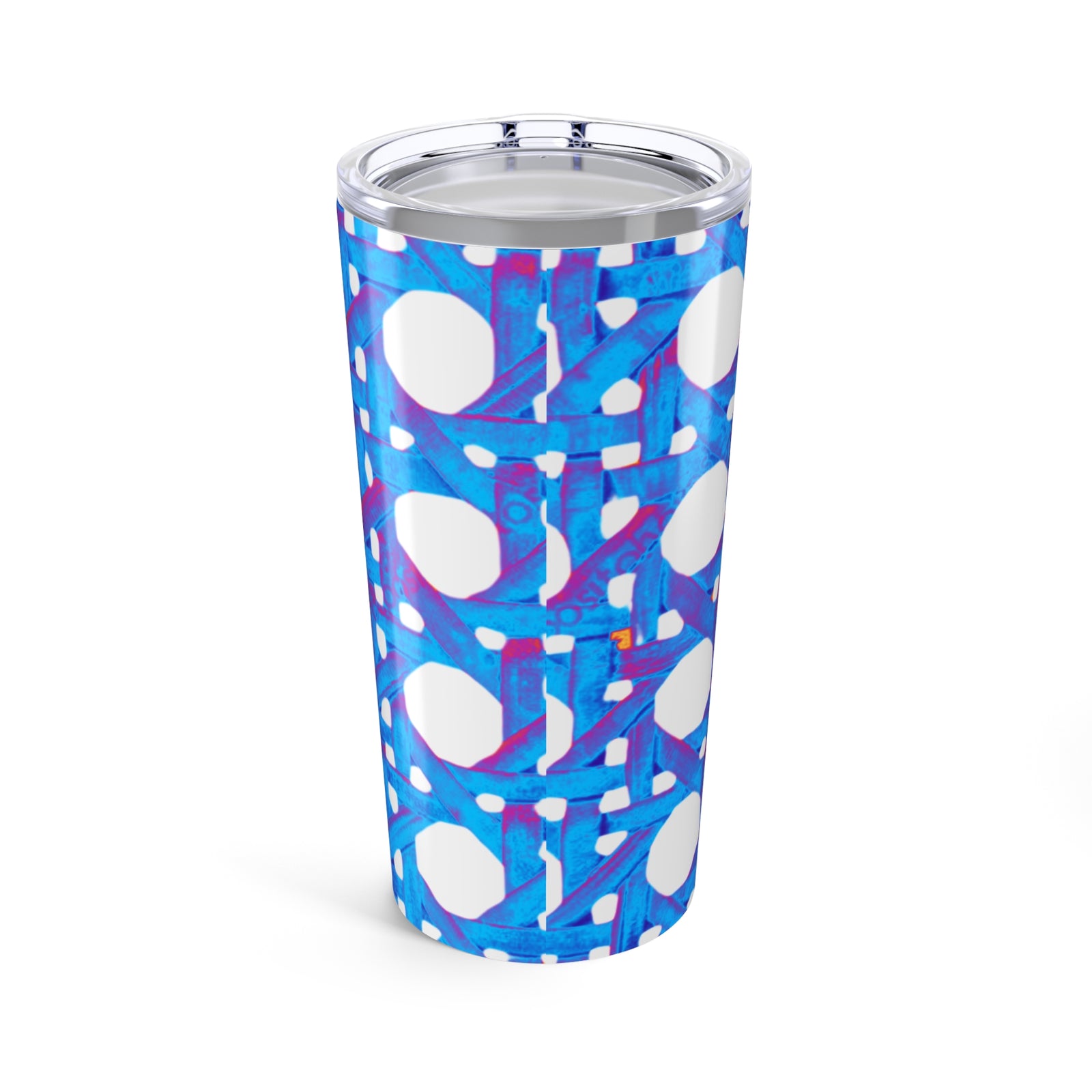 20oz Tropical Glossy Tumbler, Stainless Steel / Wicker Blue