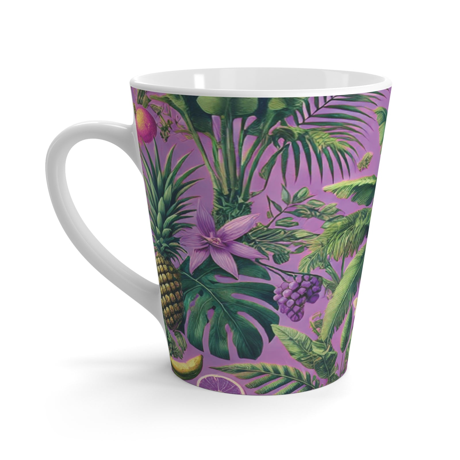 Latte White Mug - More Tropical Fruit, Deep Lilac